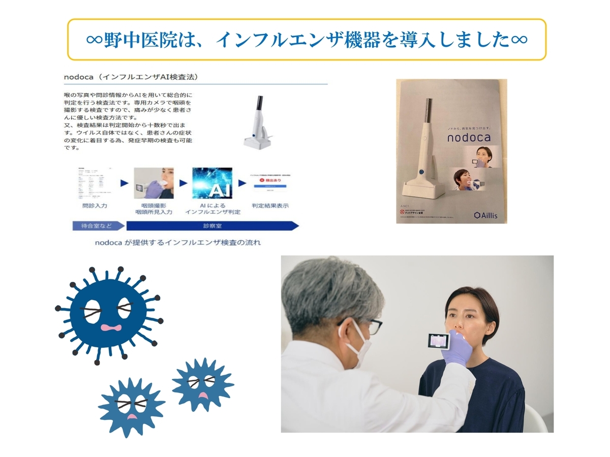 野中医院は、インフルエンザ機器を導入しました